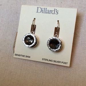 Dillard’s NWT Charcoal Grey Diamond Halo Earrings